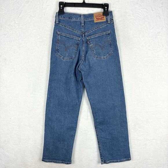 Levis Ribcage Straight Ankle Jeans Womens 26 Whiskered Button Fly Baggy Grunge - Picture 3 of 10